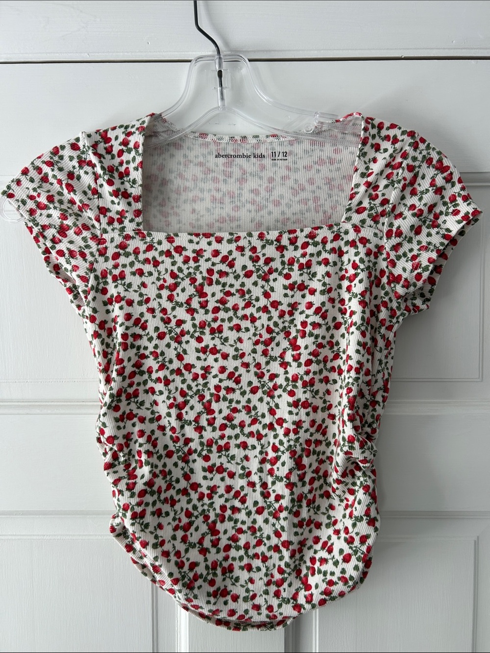 abercrombie kids White Tee with Red Strawberries Print